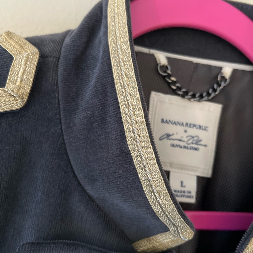 Banana Republic x Olivia Palermo Grey/Gold Military Blazer - Picture 7 of 11